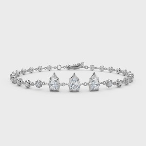 Trendy Design 3 Pear Cut & 22 Round Brilliant Cut Lab Grown Diamond Tennis Bracelet <b>Bangle</b> <b>Gold</b> Luxury IGI Certified for Women - Product Image 2