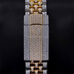 Montre de Luxe pour Homme, Entièrement Sertie de Diamants Moissanite Bicolores, Cadran Arabe, Boîtier à Lunette, Style Hip-Hop, Prix de Gros - Product Image 2