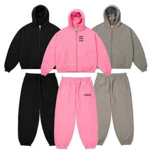 Unisex Tracksuit <b>Set</b> Hooded Sweatshirt And Sweatpants Solid Color Full Length Loose Fit With Side Pockets Autumn Wear - Product Image 5