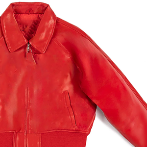 Custom Heated <b>Red</b> Women Leather Jacket Winter Stand Collar Sorority Style Wholesale Supplier Manufacturers Distributors Fashion - Product Image 6