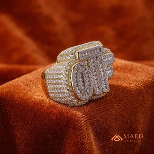 <b>Mens</b> Gold Tone Moissanite Letter <b>Ring</b> Luxury Hip Hop Statement Jewelry <b>for</b> Wedding Engagement Gift Stylish - Product Image 2