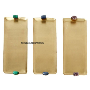 Plateau de service multifonctionnel en acier inoxydable blanc, plateau créatif avec poignée à design doré, très fonctionnel - Product Image 3