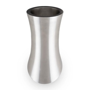 Modern Curved Stainless Steel Single Bottle Wine Chiller For Tabletop Elegant <b>Hourglass</b> Silver Metal Champagne Cooler - Product Image 1