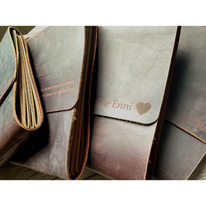 สมุดบันทึกธุรกิจหนังควายทำมือ Al-Amir แบบปรับแต่งได้ วินเทจ พับสามตอน เติมกระดาษได้ พร้อมตัวล็อคแบบหัวเข็มขัด ขนาด 7x5 นิ้ว สำหรับการเดินทาง - Product Image 5