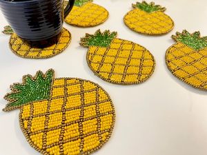 Beaded Pineapple <b>Coasters</b> - Set of 6 - Handmade <b>Drink</b> <b>Coasters</b> - Product Image 6