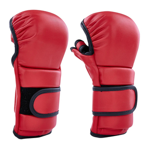 Guantes de MMA de Cuero Rojo para Adultos, Guantes de Boxeo de Entrenamiento con Correa de Muñeca Ajustable, Antideslizantes, Equipo de Artes Marciales - Product Image 4