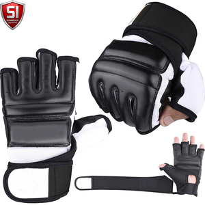 ถุงมือฝึกซ้อมแบบครึ่งนิ้ว PU ยี่ห้อ SUMROOS INDUSTRY สำหรับทุกเพศ พร้อมสายรัดข้อมือแบบปรับได้และตัวล็อคแบบ Hook & Loop สำหรับ MMA มวย และศิลปะการต่อสู้ - Product Image 1