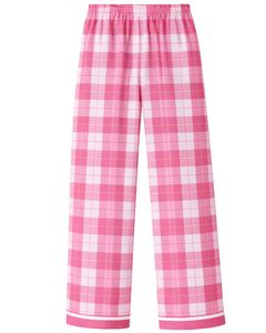 Ensemble de pyjama pour femmes à carreaux rose et blanc, manches longues, boutonné, vêtements de nuit en coton doux, ensemble de deux pièces, ensemble confortable pour se détendre - Product Image 5