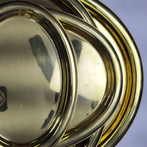 ชุดถาดเสิร์ฟรูปวงรีสแตนเลสสตีลเคลือบทองหรูหรา 4 ชิ้น แบบซ้อนได้ ขัดเงาเหมือนกระจก สำหรับบุฟเฟ่ต์ - Product Image 2