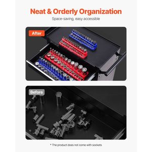 Set di 4 Organizzatori Magnetici per Bussole da 1/4 e 3/8 (Metrico e SAE) con Etichette Trasparenti per Riparazioni Auto - Product Image 4