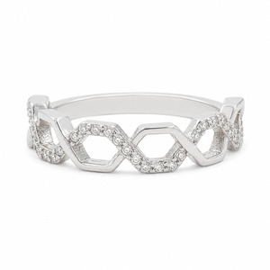 Anillo de Compromiso de Oro Blanco con Diamante Redondo, Engaste Geométrico, Joyería Fina Minimalista para Mujer - Product Image 3