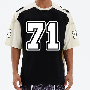 Camiseta de Jersey Extra Grande para Hombre, Número 71, Estampado Gráfico, Estilo Universitario, Manga Corta, Cuello Redondo, Ropa Urbana, Hip Hop, Informal, Holgada - Product Image 1
