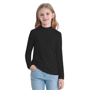 Camiseta Interior de Manga Larga con Cuello Alto para Niñas, Color Morado, Ligera, Transpirable, Elástica y Suave - Product Image 4