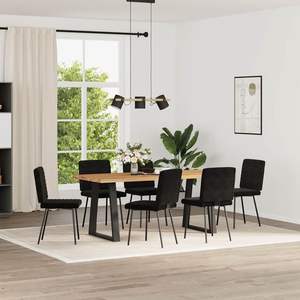 Juego de 6 Sillas de Comedor de Terciopelo Negro, 100% Poliéster, Construcción de Madera Contrachapada y Metal - Product Image 2