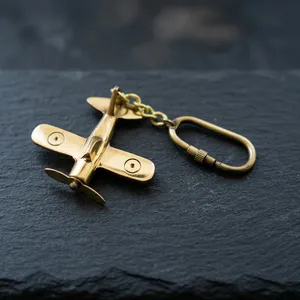 Brass Airplane Keychain Vintage Aviation Aircraft Design Gold Tone Metal <b>Key</b> <b>Ring</b> Clip Travel Gift <b>for</b> Men and <b>Women</b> - Product Image 5