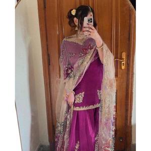 Conjunto de mujer de diseñador para fiestas Traje Gharara Dupatta-Look de fiesta elegante - Product Image 5