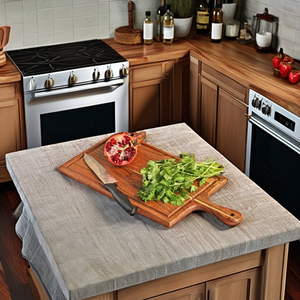 Planche à découper rectangulaire en bois d'acacia 16,5x7,8 pouces 1,5 cm d'épaisseur Poignée antidérapante Passe au lave-vaisselle pour cuisine Restaurant - Product Image 6