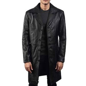 Veste en cuir PU pour homme, streetwear d'hiver haut de gamme, col montant, fermeture à bouton unique, doublure en satin, broderie personnalisable - Product Image 1