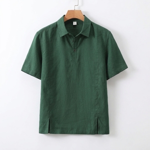 Chemise Homme en Lin 100% Style Italien, Couleur Unie, Vintage, Manches Courtes, Décontractée, pour Affaires, Fêtes et Vacances, Vente en Gros - Product Image 3