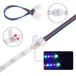 3528 2835 4-Pin 8mm RGB Rope <b>Lights</b> Connector Kit Gapless Solderless Clip 32.8ft Extension <b>Wire</b> Cable for LED Strip Connectors - Product Image 2