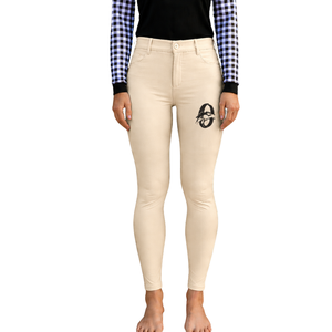 Pantalones de equitación neutros para mujer, de cintura alta, elásticos, con agarre en la rodilla, para entrenamiento, competición y deporte. - Product Image 1