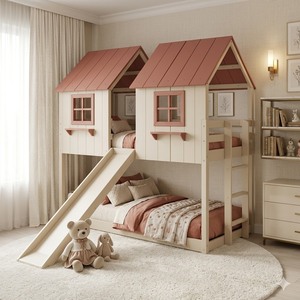 Eco-friendly Convertible Wooden Bunk <b>Bed</b> for <b>Kids</b> <b>with</b> <b>Slide</b> Comfortable Bedroom Furniture - Product Image 5