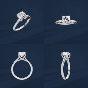 Women's PT950 Platinum <b>Cushion</b> Brilliant Cut Diamond Engagement <b>Ring</b> with Side Diamonds D Color IGI Certified Classic Style - Product Image 6