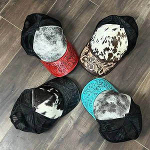 Casquette Trucker en Cuir de Vachette Noir Façonné à la Main, Style Western, avec Visière et Maille Respirante, Réglable par Fermeture Snapback pour Hommes et Femmes - Product Image 3