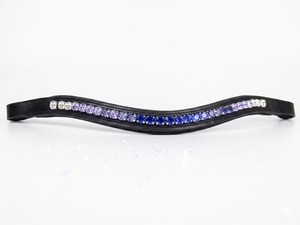 Diadema de Cuero para Caballo FI-BB-2054 con Decoración de Cristales Azules y Morados, Acolchada, Cómoda y Duradera, Accesorio para Equitación Western - Product Image 5