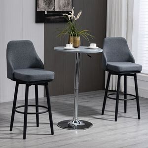 Taburetes de bar contemporáneos extra altos (juego de 2) con giro de 360° y patas de acero - Gris oscuro - Product Image 2