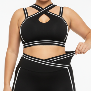 Custom Private Label Plus Size Yoga Set Women Sports <b>Bra</b> High Waist Leggings Gym Workout Fitness Activewear Quick Dry Breathable - Product Image 4