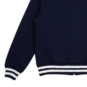 Jack and Jill Navy Blue Knit Bomber <b>Jacket</b> Women <b>Zip</b> <b>Up</b> Varsity Style Casual Fashion Boutique Outerwear Coat - Product Image 5