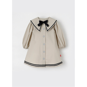 Vestido Estilo Coreano OZKIZ para Niñas, Diseño Sólido con Decoración de Lazo, Moda Infantil para 2-6 Años, Primavera/Otoño, Venta al Por Mayor - Product Image 1