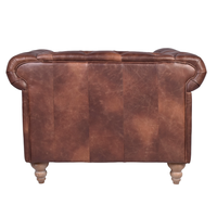 Sofá Individual Chesterfield Moderno Vintage, Tapizado en Cuero con Mechones Profundos, Patas de Madera Maciza, Portátil, para Apartamento o Exterior