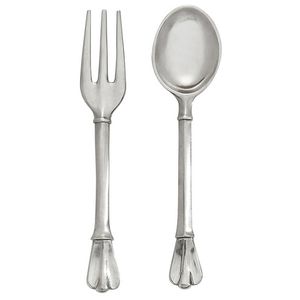Juego de servidores de ensalada de metal cromado pulido moderno, diseñado para colecciones de vajilla a la moda. - Product Image 1