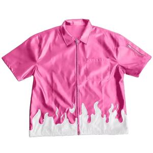 Spring Men's PU Leather Casual <b>Shirts</b> Stand Breathable Custom Logo Single <b>Button</b> Closure Plus Size Short Sleeve OEM Service - Product Image 3