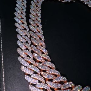 Rose gold plated moissanite Brilliant cut tennis <b>necklace</b> Hip hop unisex jewelry Customized iced <b>necklace</b> - Product Image 2