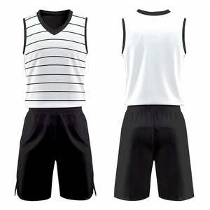 Maillot de basketball personnalisé à rayures horizontales noires et blanches 2026 – Kit d'équipe 2025 entièrement sublimé – Équipement sportif professionnel - Product Image 3