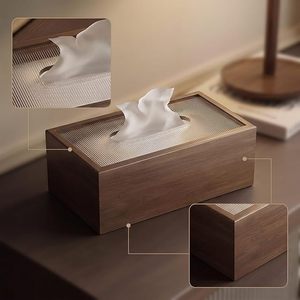 Modern Wooden Tissue Dispenser with Acrylic Lid Multi-Purpose Rectangular Napkin Holder for Home & Office Decor - Product Image 1