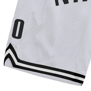 Shorts de basket-ball en mesh sublimé blanc et noir pour hommes, respirants, en polyester, vêtements de sport, shorts de match d'équipe, entraînement de compétition - Product Image 3