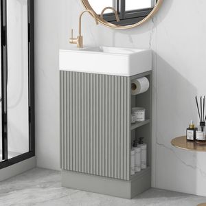 Meuble-lavabo de salle de bain gris de 18,6 po avec étagère à deux niveaux, orientation gauche-droite (Ancien SKU WF308491) - Product Image 3