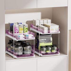 Organizzatore a 2 Livelli Multiuso per Bagno e Cucina, Armadietto Estraibile per Medicinali, Organizzatori Impilabili per Dispensa per un'Organizzazione Ottimale - Product Image 3