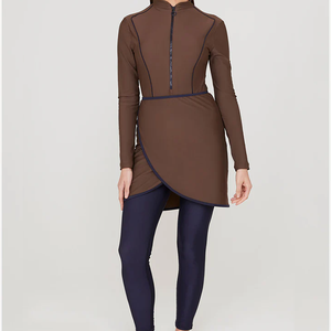 Traje de Baño Musulmán Moderno para Mujer, Secado Rápido, Transpirable, Ecológico, Antibacterial, Hijab, Manga Larga, Cierre Frontal con Cremallera - Product Image 4