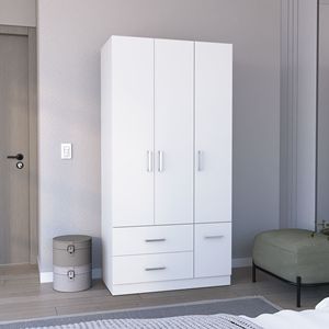 Armadio bianco da 71 pollici con asta a 4 porte 3 armadi 6 ripiani - Product Image 2