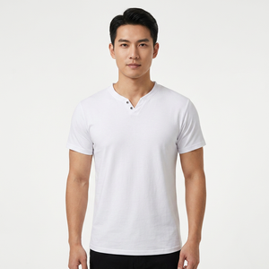 Men's <b>V</b>-<b>Neck</b> Short Sleeve Knitted <b>T</b>-<b>Shirt</b> Regular Fit Solid Color Casual Style <b>White</b> - Product Image 3