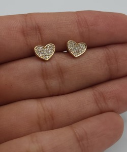 Pendientes de Oro Sólido de 14K con Diamantes Cultivados en Laboratorio de 0.20 Ct, Certificados por IGI, Diseño de Corazón en Racimo, para Mujer, Elegantes y Delicados, Ideales para Fiestas - Product Image 4
