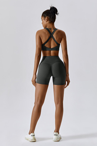 Soutien-gorge de sport dos nageur gris foncé pour femme, sans armatures, sans coutures, respirant, en Spandex et Polyester, design sportif, toutes saisons - Product Image 2