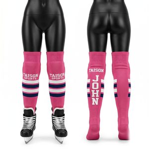 Premium 320 GSM Knit Ice Hockey <b>Socks</b> Breathable Polyester Cotton Blend Teal <b>Black</b> Custom Sublimation Logo - Product Image 2