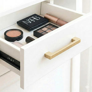 Poignée de tiroir rectangulaire minimaliste et écologique en alliage de zinc, finition or mat, pour meubles de chambre, cuisine et salle de bain - Product Image 5