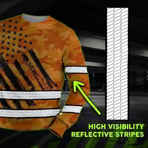 Camiseta de Alta Visibilidad con Diseño de Calavera para Hombre, Camiseta de Seguridad Reflectante de Manga Larga, Camiseta de Trabajo Reflectante con Estampado por Sublimación - Product Image 3